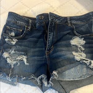 American Eagle Outfitters Blue Distressed Jean Shorts